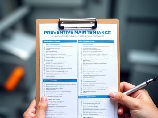 A clipboard with a preventive maintenance checklist